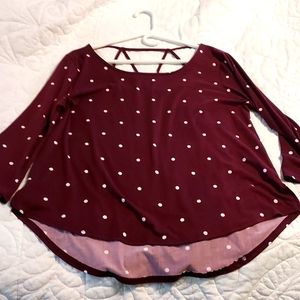 Papermoon 3/4 length Maroon polka dot Shirt